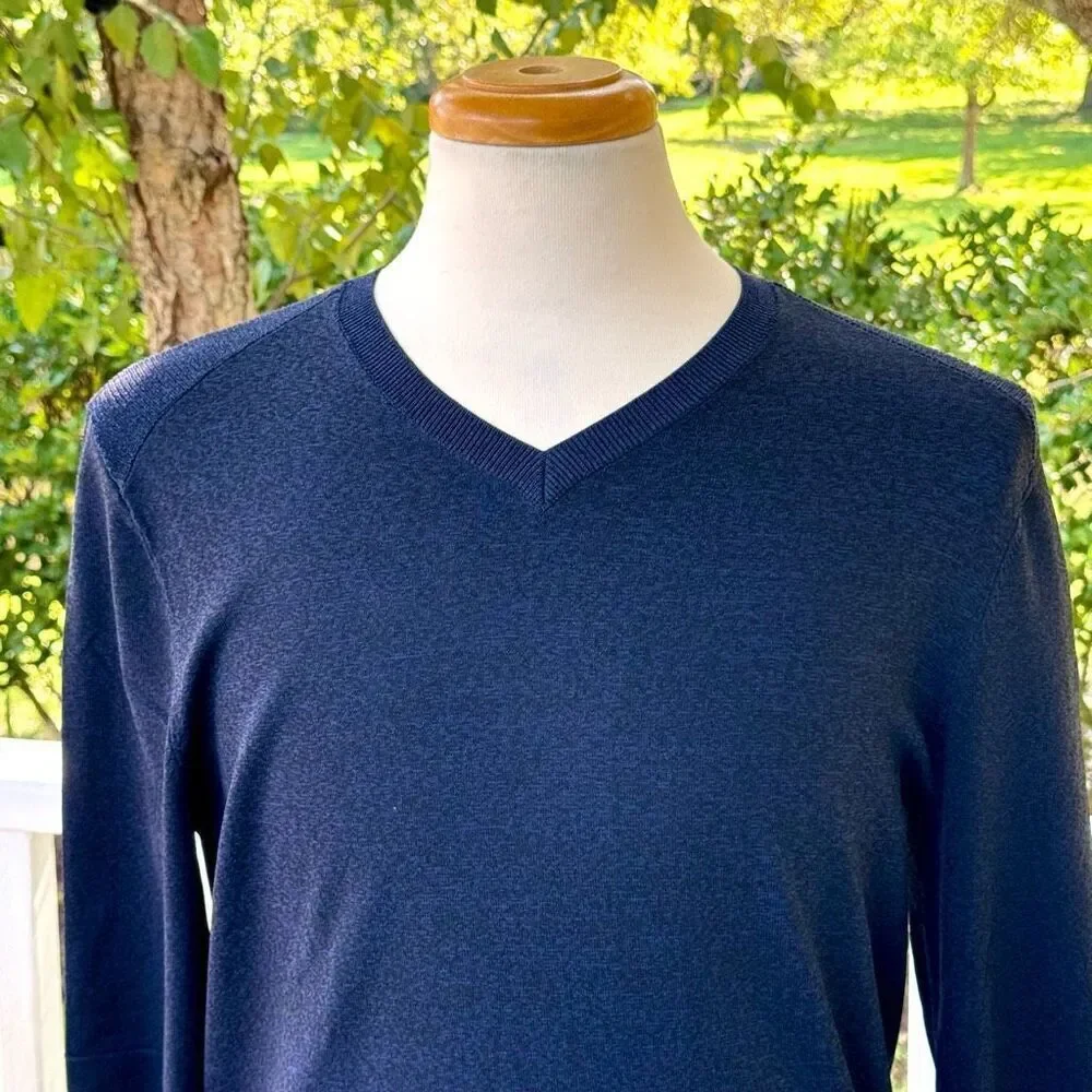Ministry of Supply Atlas V Neck Sweater. Navy Blue Melange. Size Medium.